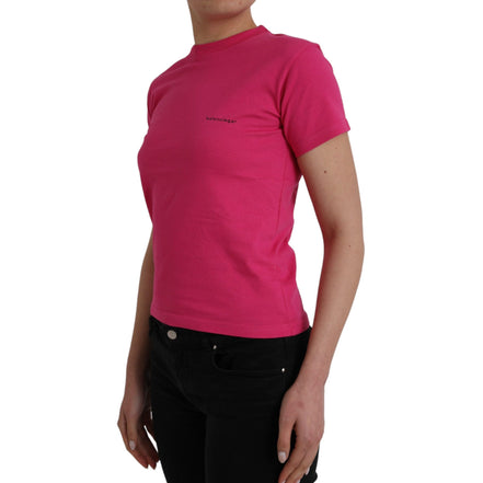 Tricou Balenciaga din bumbac roz, cu decolteu rotund și mâneci scurte