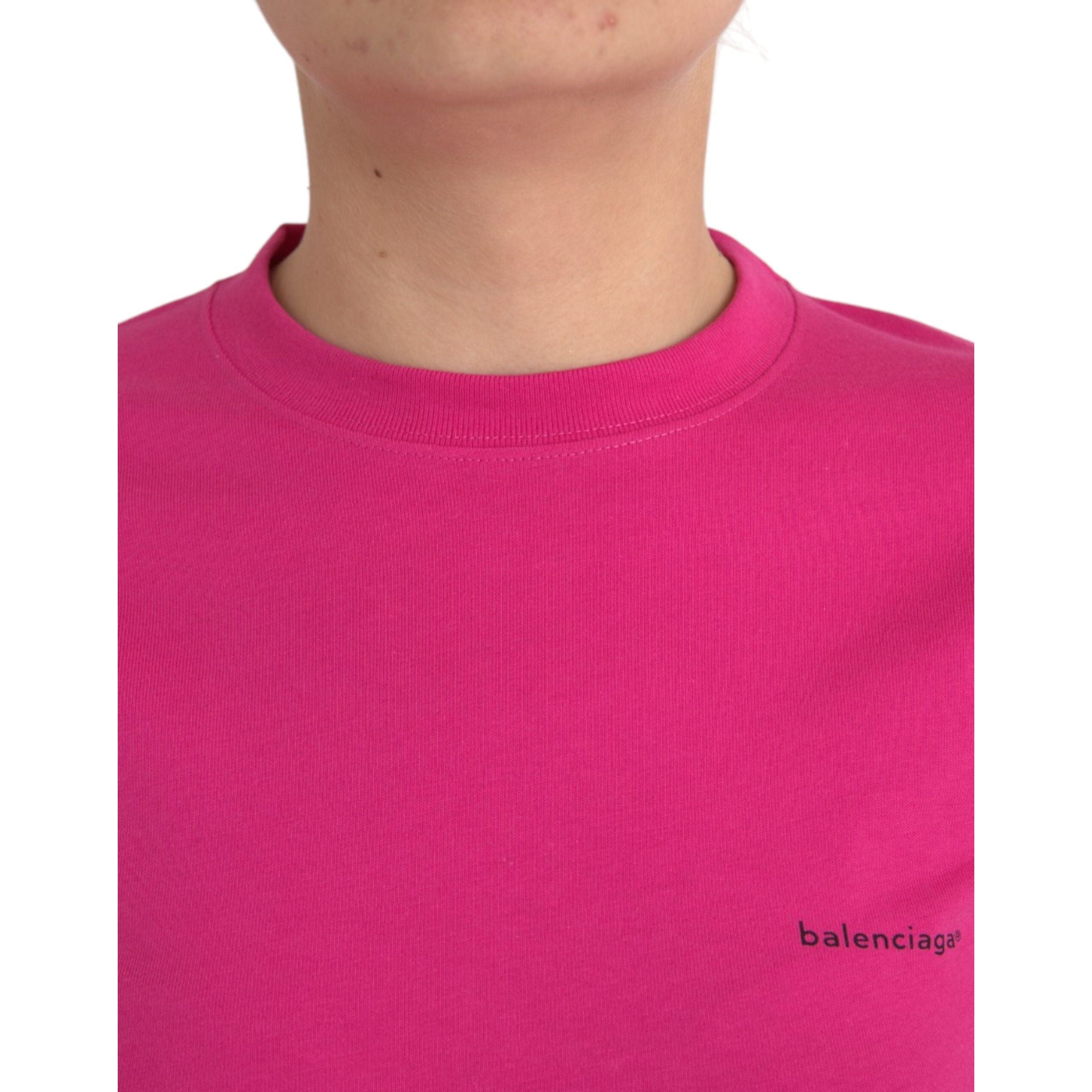 Tricou Balenciaga din bumbac roz, cu decolteu rotund și mâneci scurte