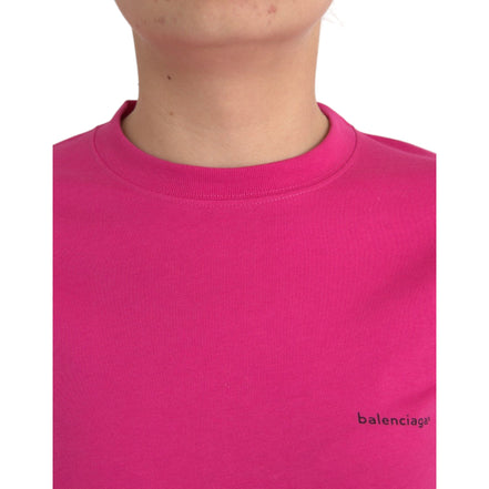Tricou Balenciaga din bumbac roz, cu decolteu rotund și mâneci scurte