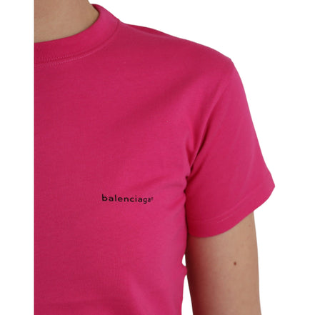 Tricou Balenciaga din bumbac roz, cu decolteu rotund și mâneci scurte