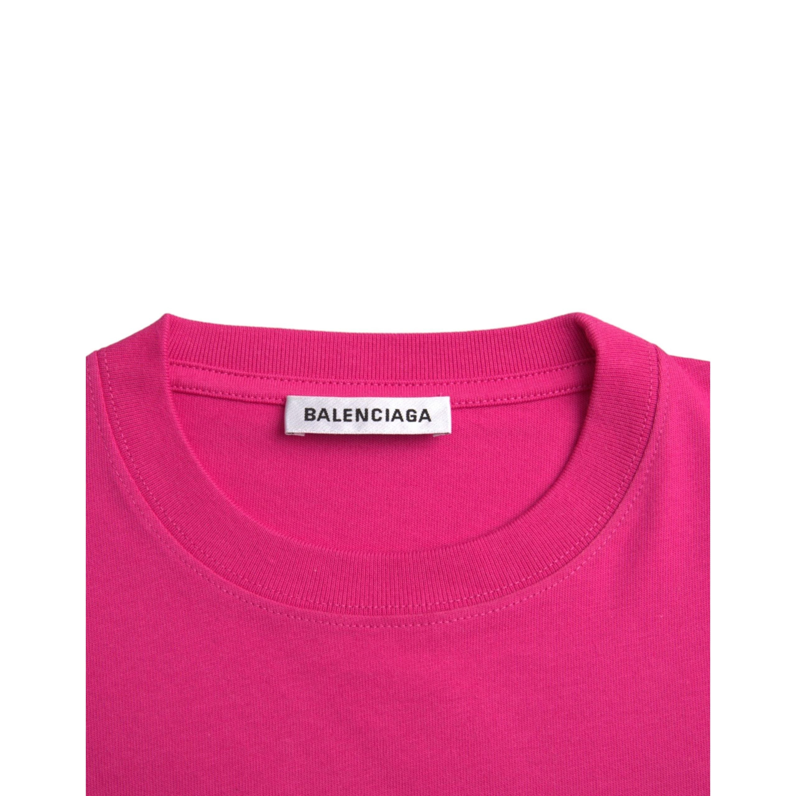Tricou Balenciaga din bumbac roz, cu decolteu rotund și mâneci scurte