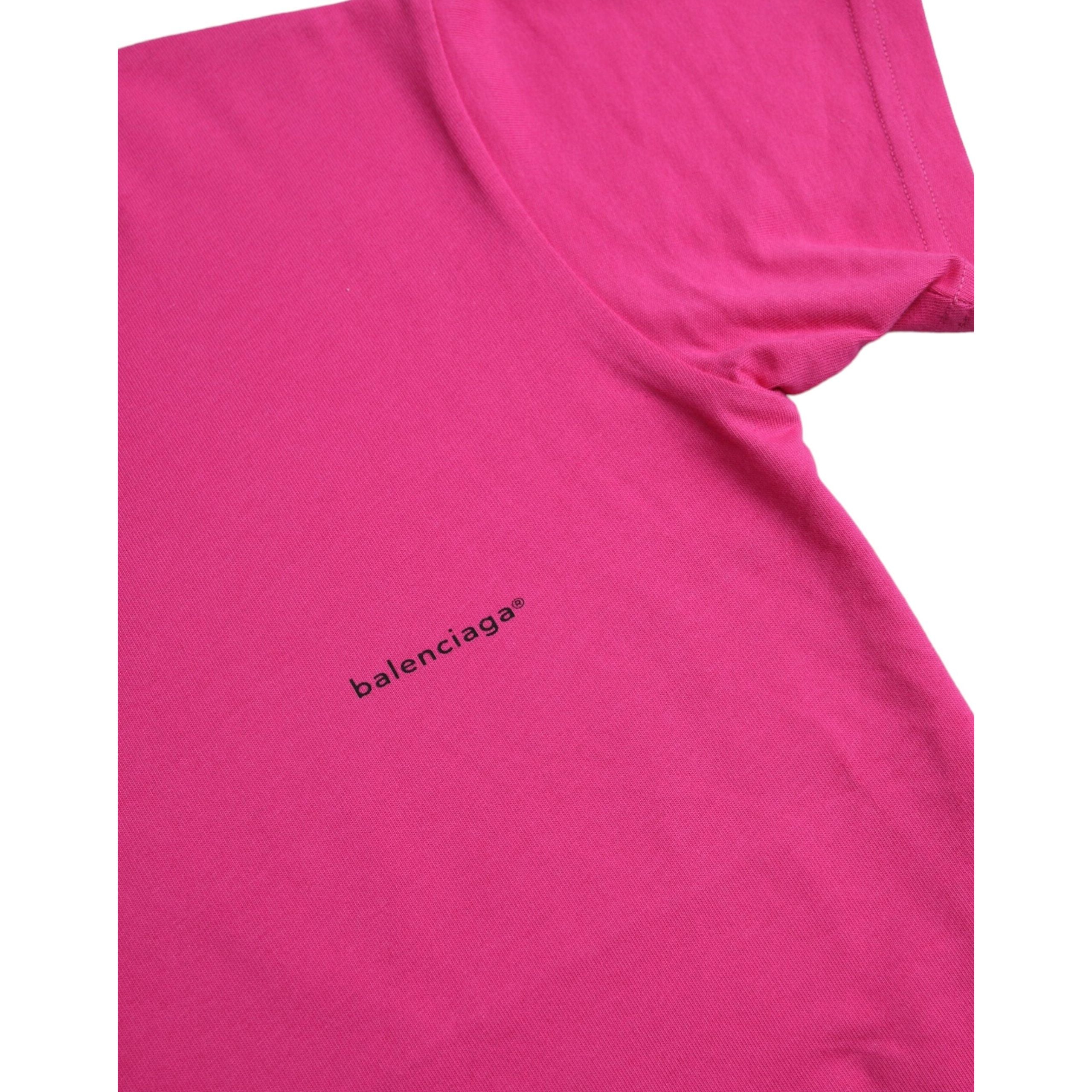 Tricou Balenciaga din bumbac roz, cu decolteu rotund și mâneci scurte