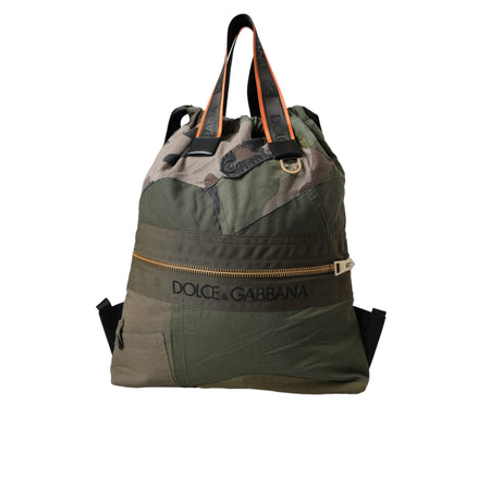Rucsac Dolce & Gabbana verde militar cu patchwork