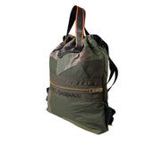 Rucsac Dolce & Gabbana verde militar cu patchwork