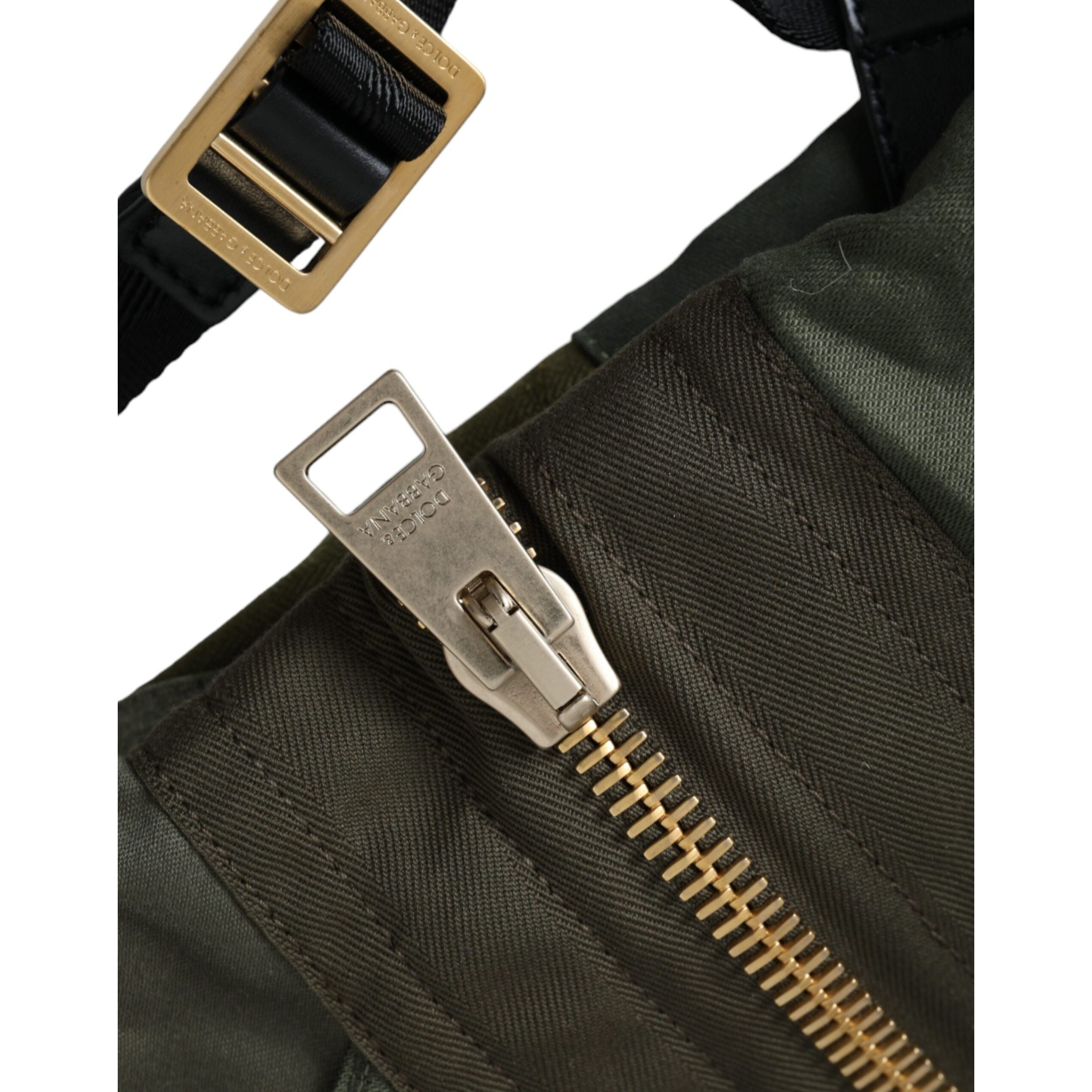 Rucsac Dolce & Gabbana verde militar cu patchwork