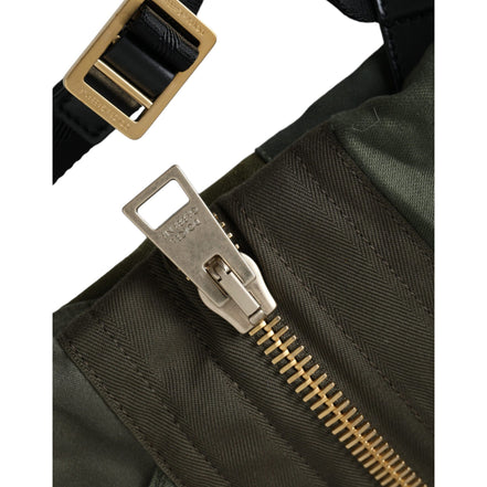 Rucsac Dolce & Gabbana verde militar cu patchwork