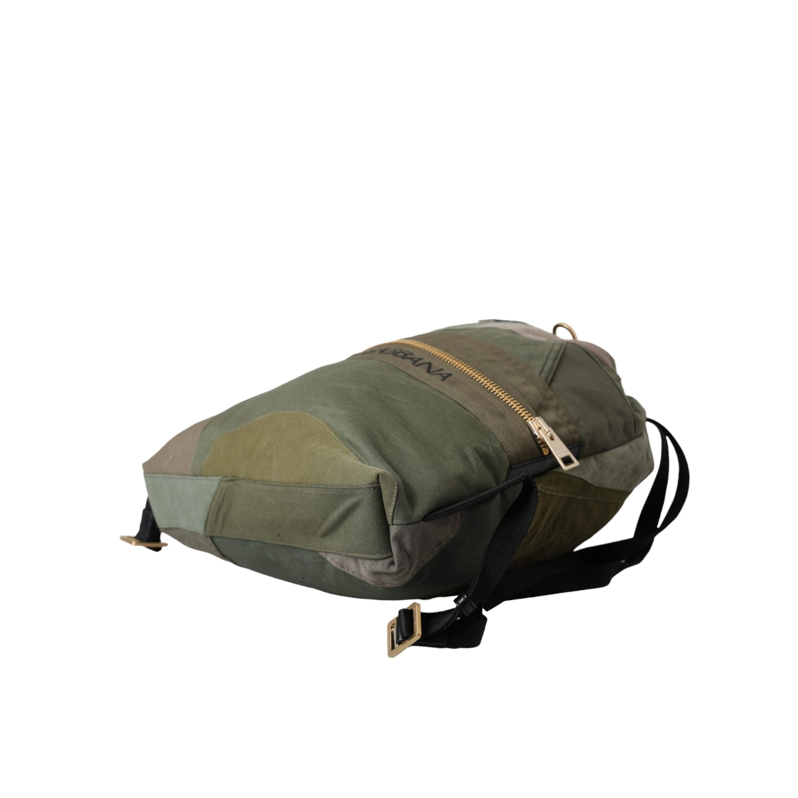 Rucsac Dolce & Gabbana verde militar cu patchwork