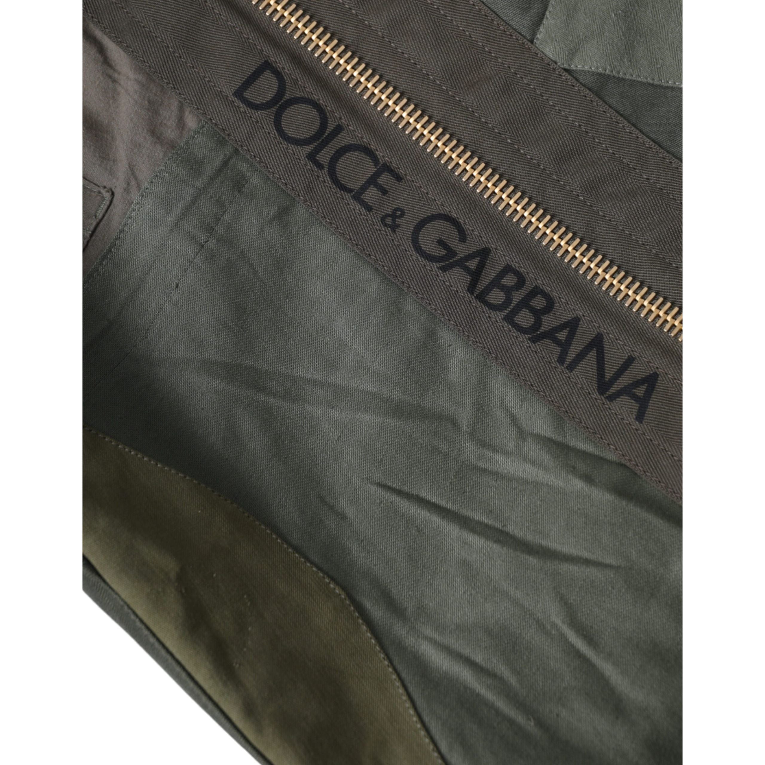 Rucsac Dolce & Gabbana verde militar cu patchwork