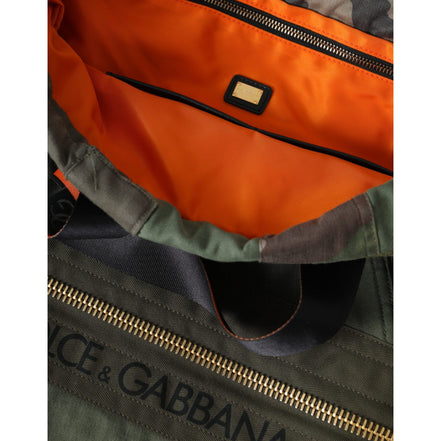Rucsac Dolce & Gabbana verde militar cu patchwork