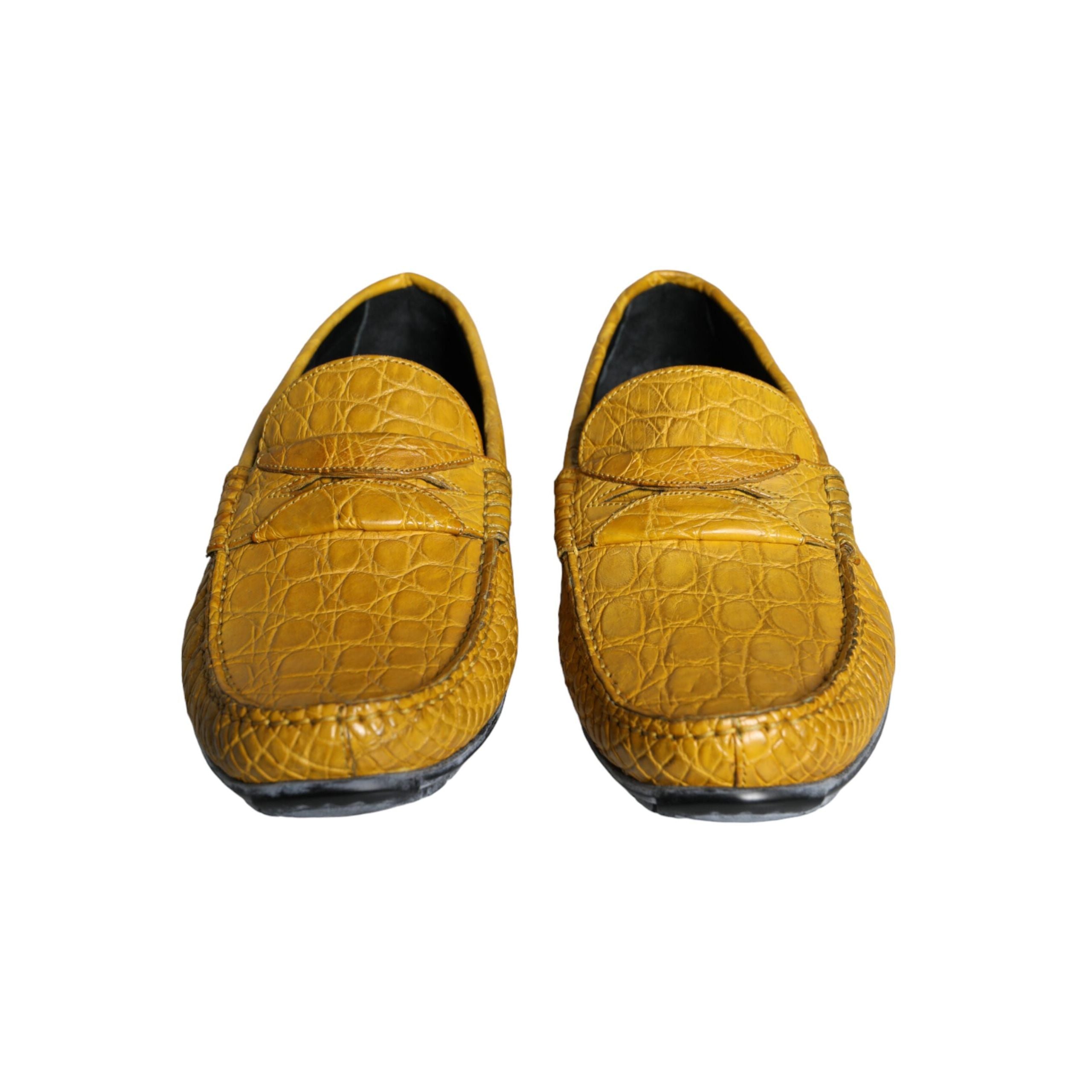 Dolce & Gabbana Yellow Leather Moccasin Loafers