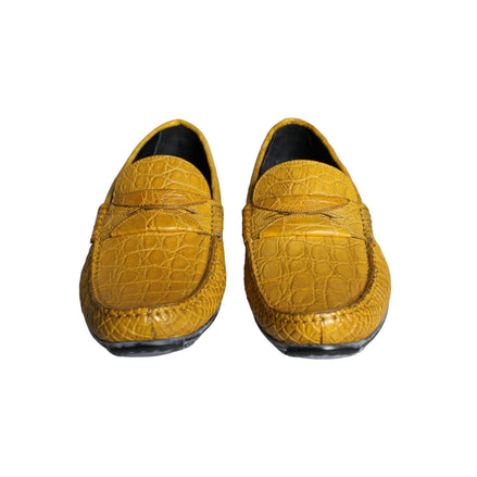 Dolce & Gabbana Yellow Leather Moccasin Loafers