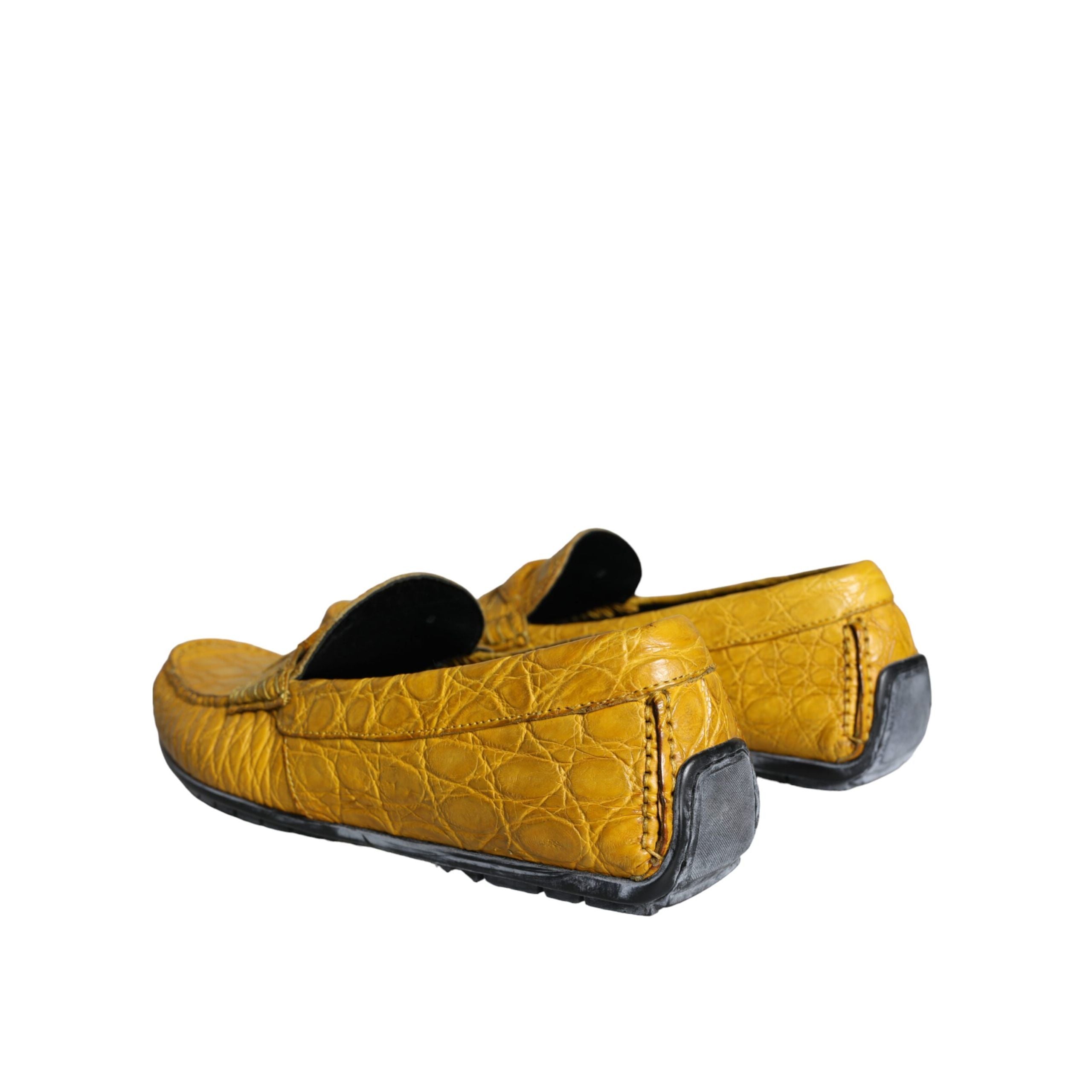 Dolce & Gabbana Yellow Leather Moccasin Loafers