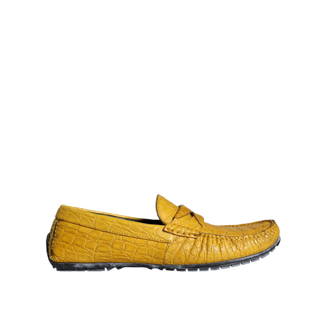 Dolce & Gabbana Yellow Leather Moccasin Loafers
