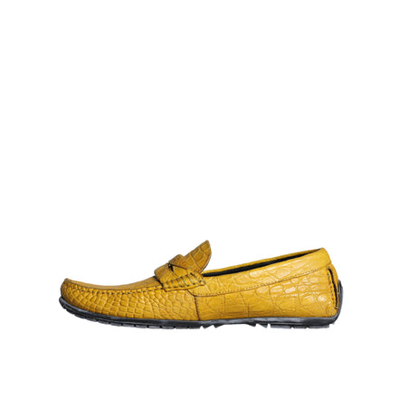 Dolce & Gabbana Yellow Leather Moccasin Loafers