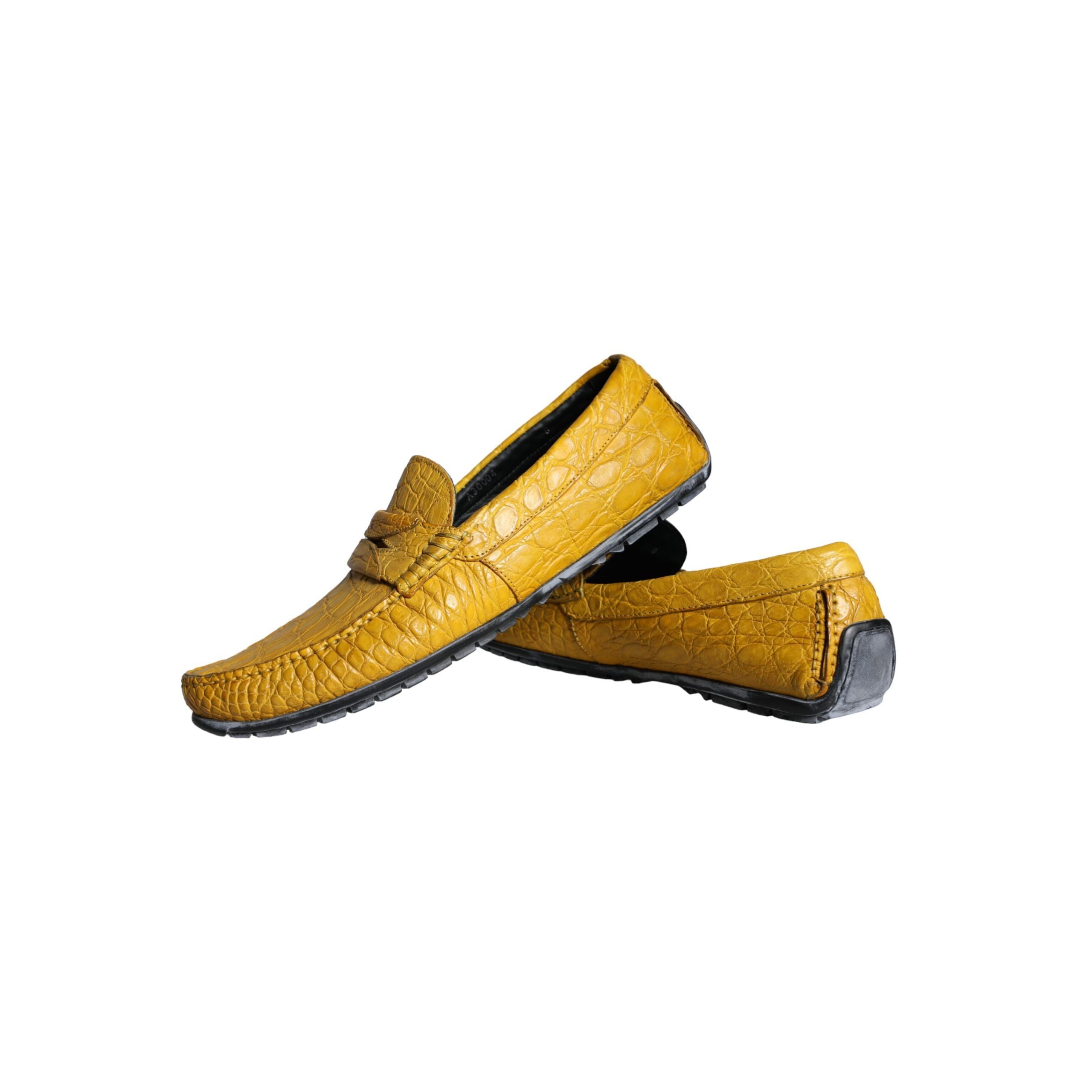 Dolce & Gabbana Yellow Leather Moccasin Loafers