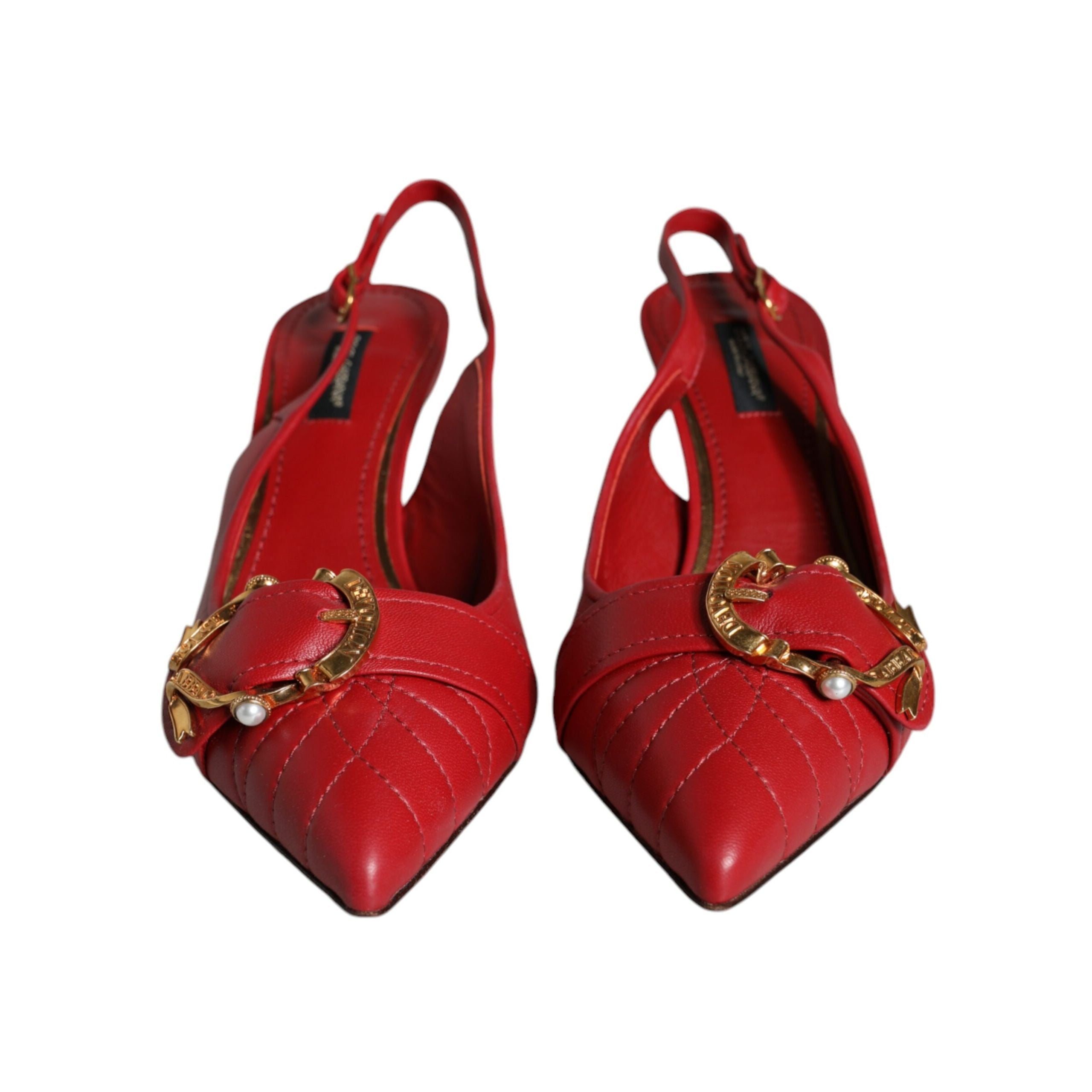 Dolce & Gabbana Red Devotion Leather Slingback Pumps