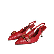 Dolce & Gabbana Red Devotion Leather Slingback Pumps