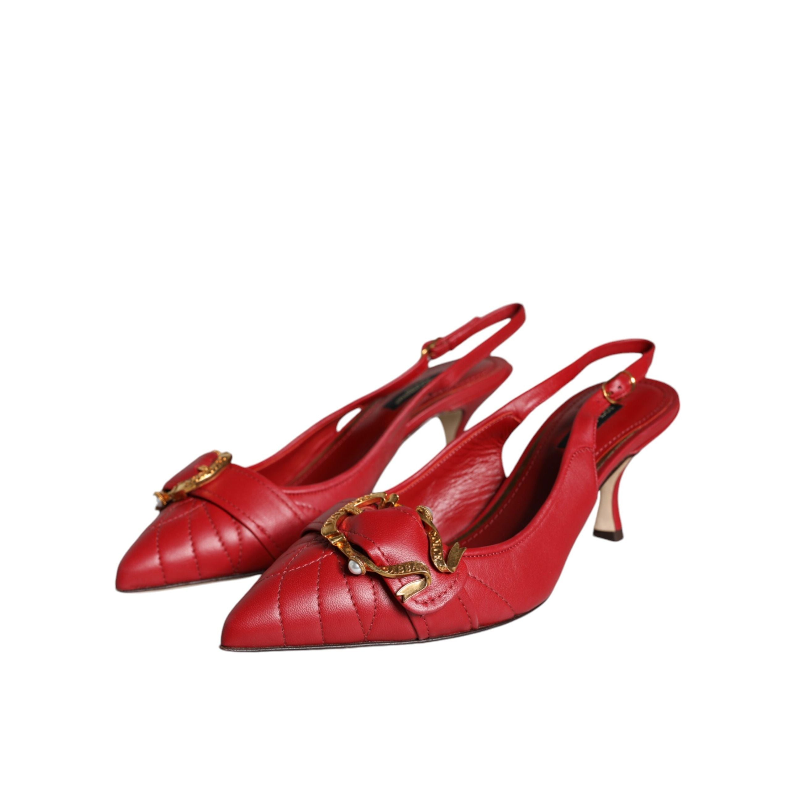 Dolce & Gabbana Red Devotion Leather Slingback Pumps