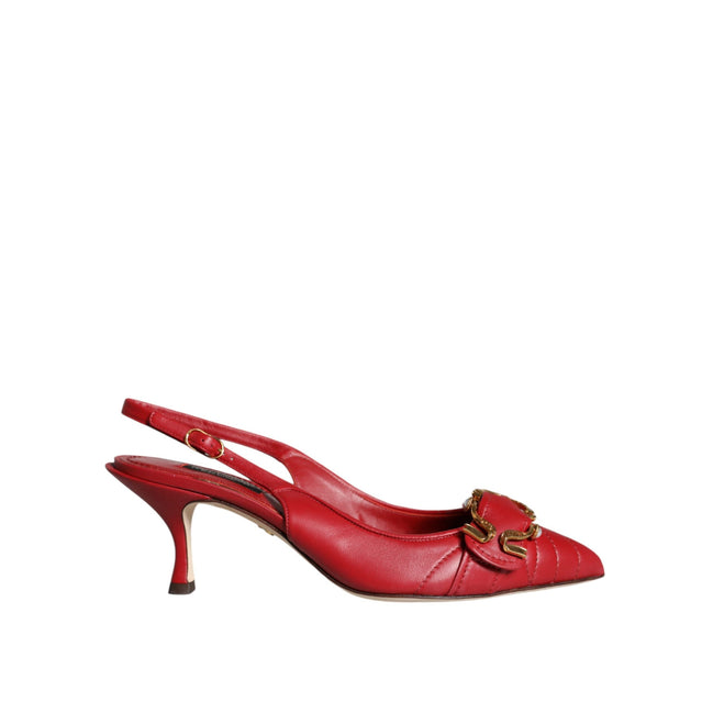 Dolce & Gabbana Red Devotion Leather Slingback Pumps