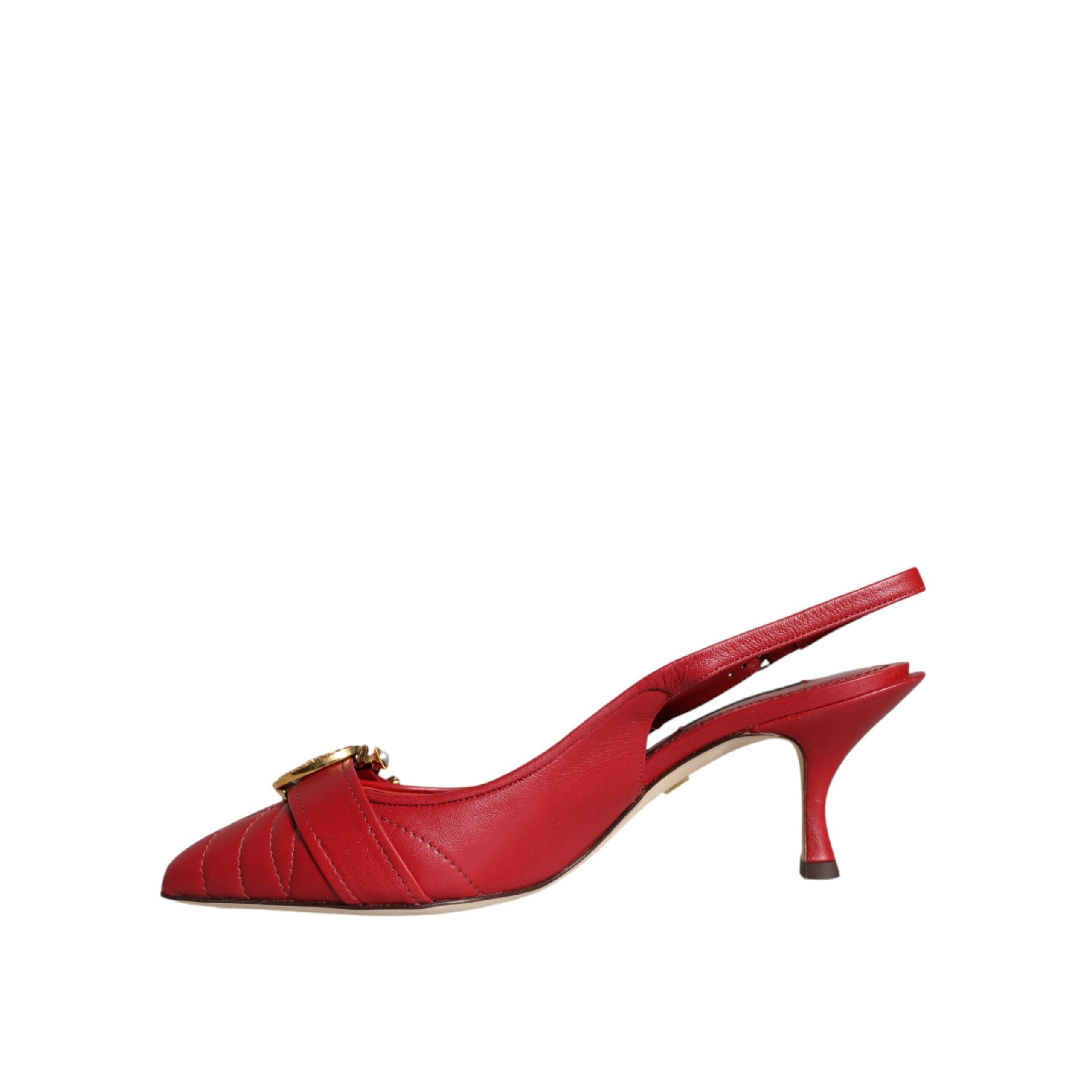 Dolce & Gabbana Red Devotion Leather Slingback Pumps