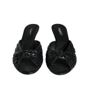 Sandale cu toc, glisante, din piele neagră Dolce & Gabbana