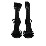 Sandale cu toc stiletto din plasă negre Dolce & Gabbana