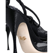 Sandale cu toc stiletto din plasă negre Dolce & Gabbana