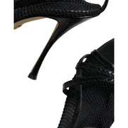 Sandale cu toc stiletto din plasă negre Dolce & Gabbana