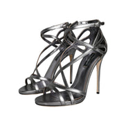 Sandale cu toc Dolce & Gabbana Keira din piele argintie