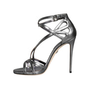 Sandale cu toc Dolce & Gabbana Keira din piele argintie