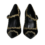 Pantofi Dama Dolce & Gabbana Black Velvet Gold Mary Jane