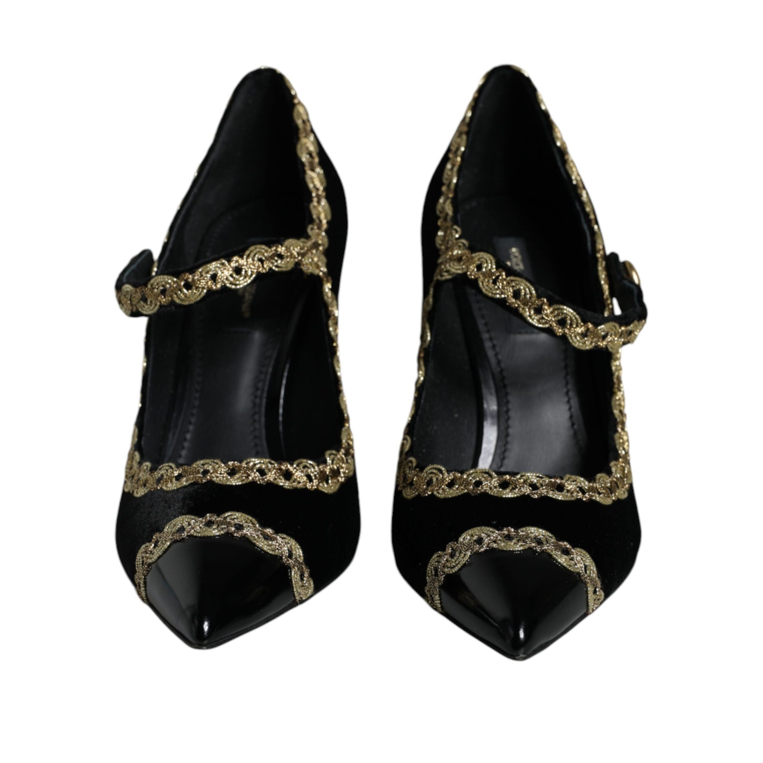 Pantofi Dama Dolce & Gabbana Black Velvet Gold Mary Jane