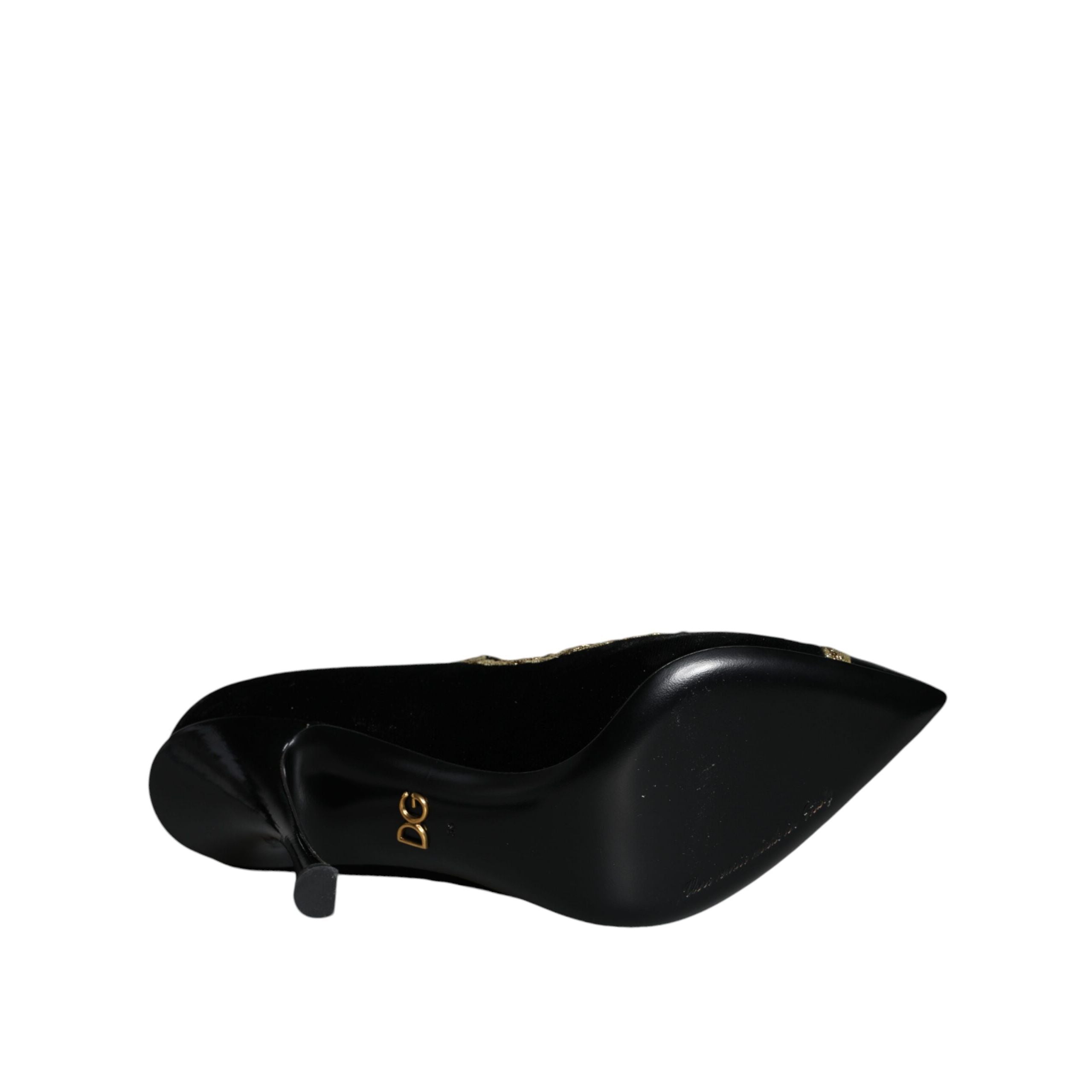 Pantofi Dama Dolce & Gabbana Black Velvet Gold Mary Jane