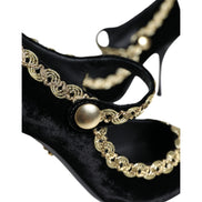 Pantofi Dama Dolce & Gabbana Black Velvet Gold Mary Jane