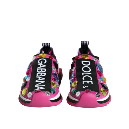 Dolce & Gabbana Pink Sorrento Crystals Low Top Sneakers