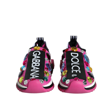 Dolce & Gabbana Pink Sorrento Crystals Low Top Sneakers
