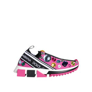 Dolce & Gabbana Pink Sorrento Crystals Low Top Sneakers