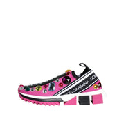 Dolce & Gabbana Pink Sorrento Crystals Low Top Sneakers
