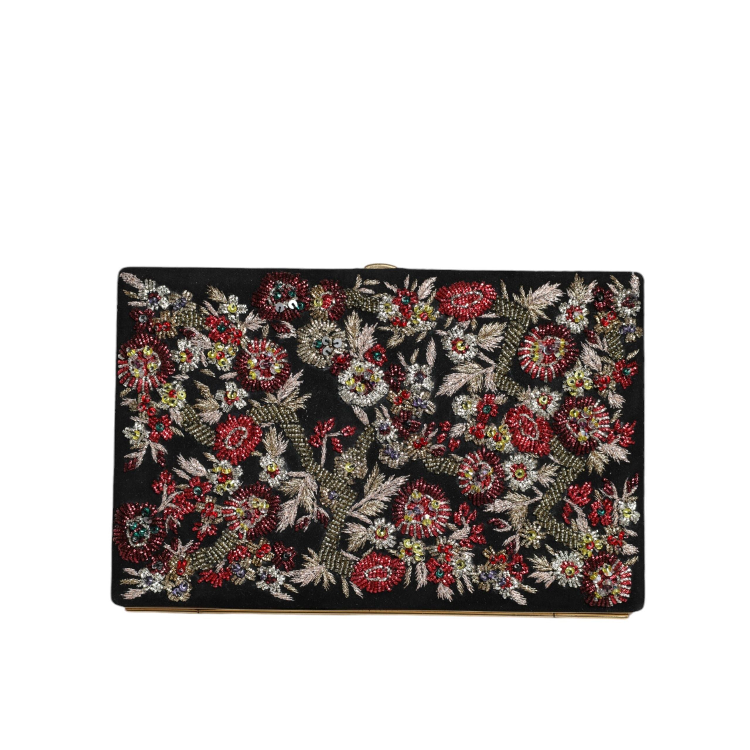 Dolce & Gabbana Multicolor Floral Gold Frame Evening Clutch