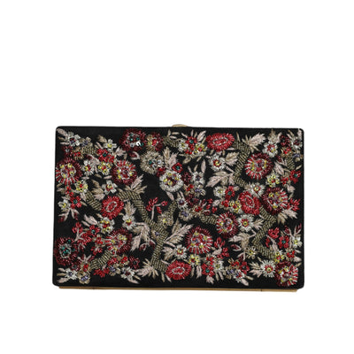 Dolce & Gabbana Multicolor Floral Gold Frame Evening Clutch