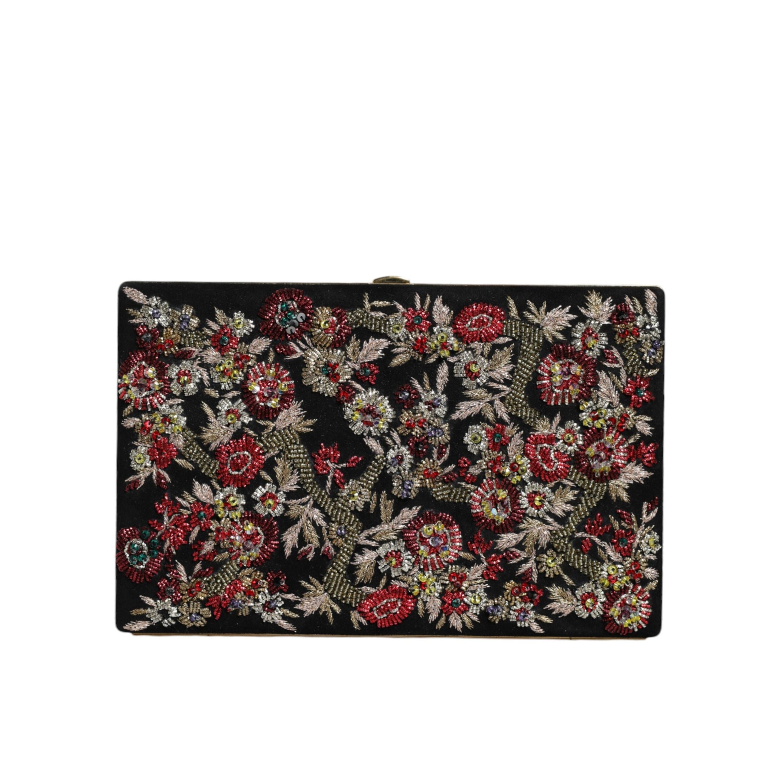 Dolce & Gabbana Multicolor Floral Gold Frame Evening Clutch