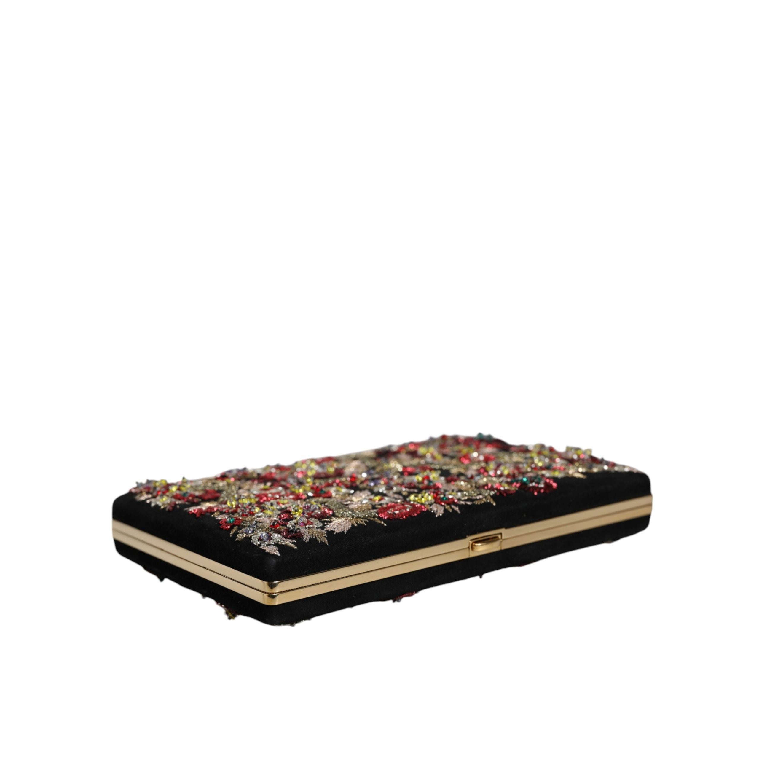 Dolce & Gabbana Multicolor Floral Gold Frame Evening Clutch