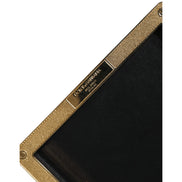 Dolce & Gabbana Black Leather Studded Gold Frame Evening Clutch
