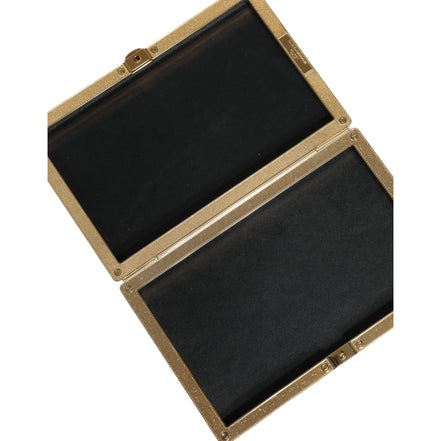 Dolce & Gabbana Black Leather Studded Gold Frame Evening Clutch