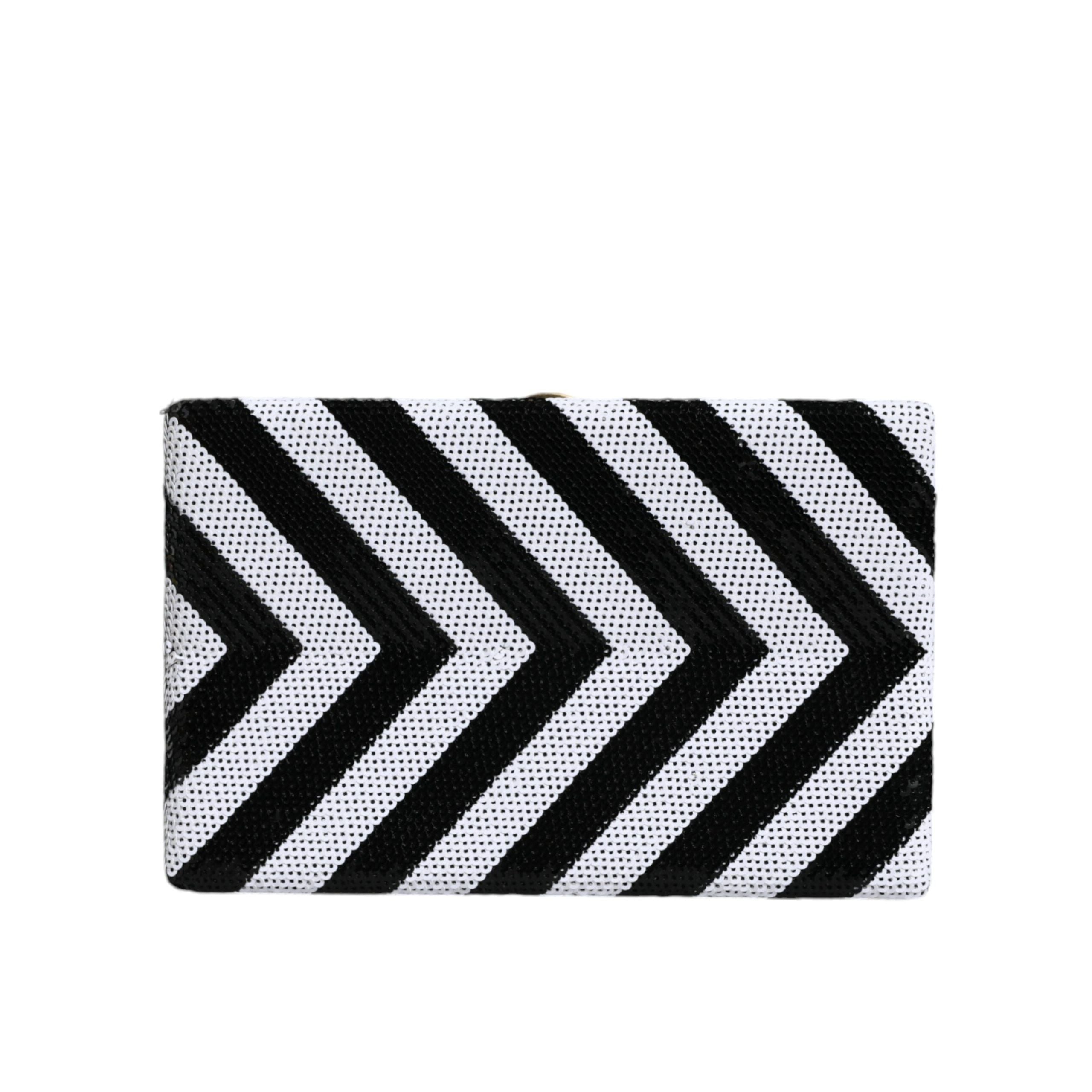 Dolce & Gabbana Black White Gold Frame Evening Clutch