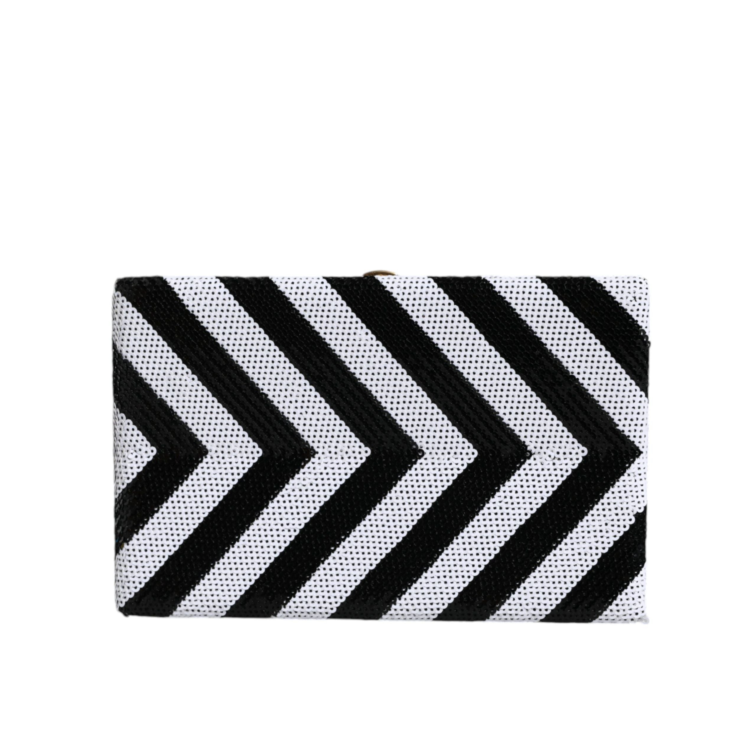 Dolce & Gabbana Black White Gold Frame Evening Clutch