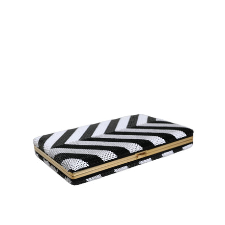 Dolce & Gabbana Black White Gold Frame Evening Clutch