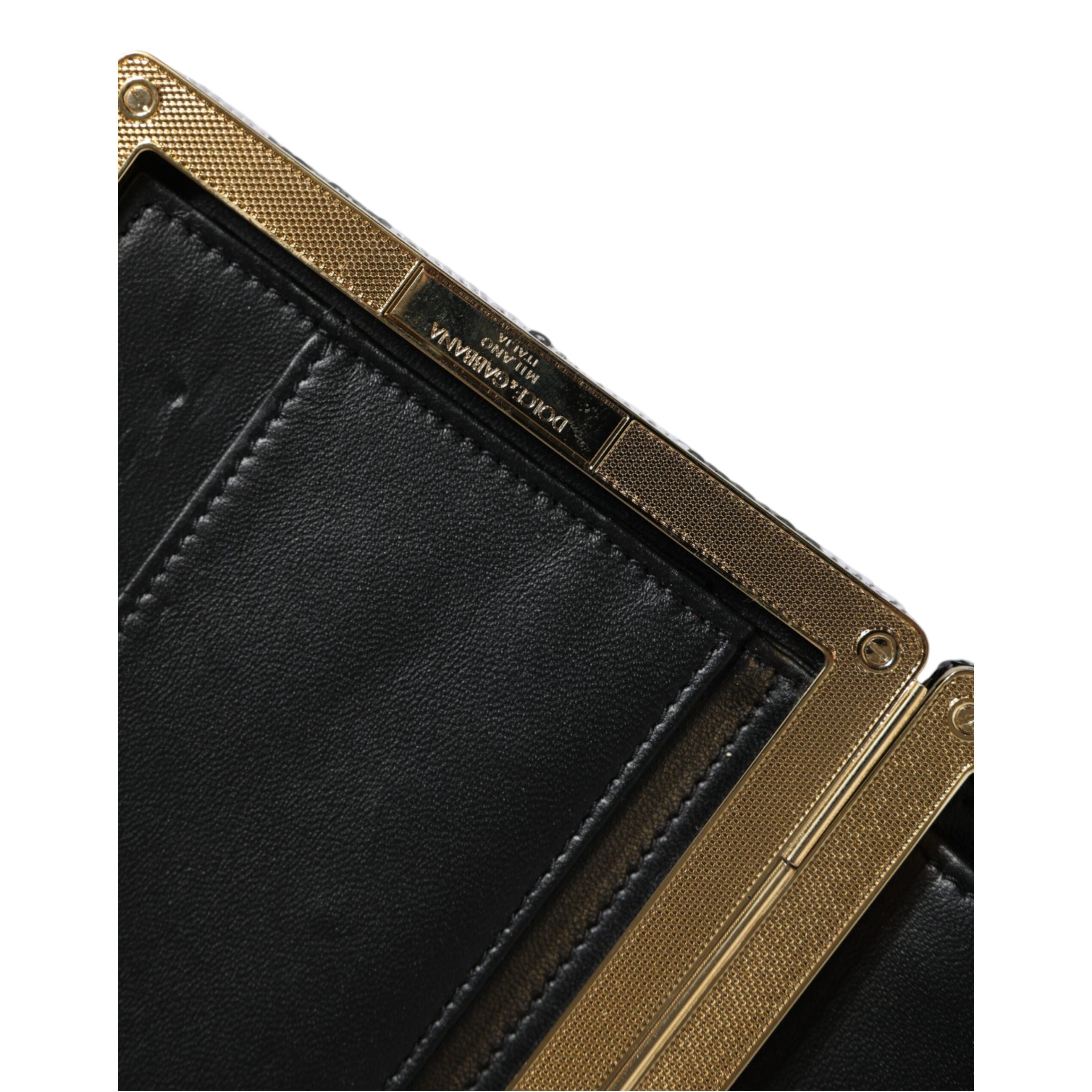 Dolce & Gabbana Black White Gold Frame Evening Clutch