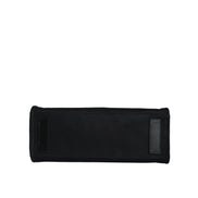Geantă tote Versace neagră tip crossbody, cu mâner superior, din pânză și piele, cu logo