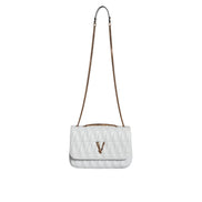 Geantă de umăr/crossbody Versace din piele Nappa albă, mini